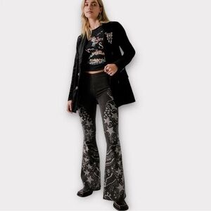 Free People Black and Gray Flare Jeans